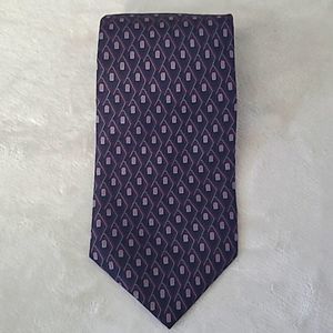 Calvin Klein 100% Silk Mens Neck Tie Geometric Blue Pink Gray Classic Designer